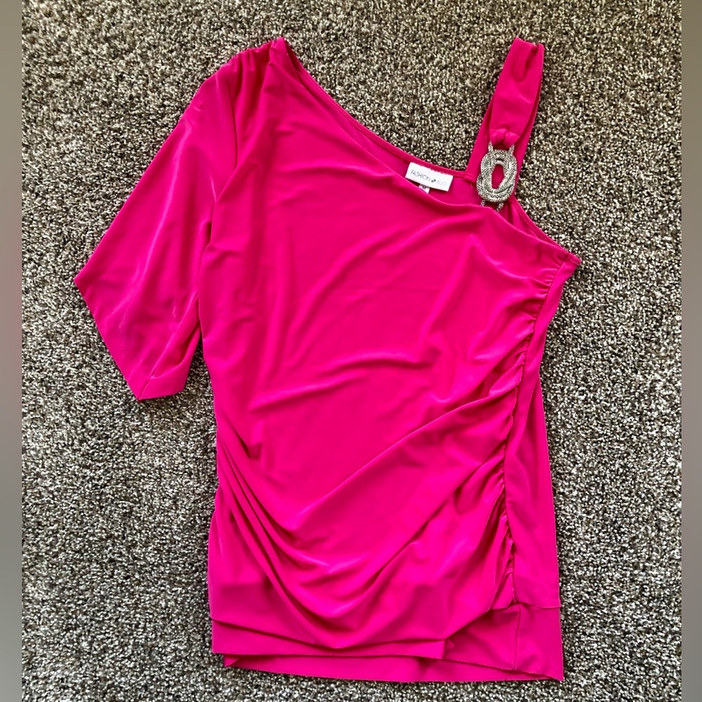 Women’s One Shoulder Pink Blouse